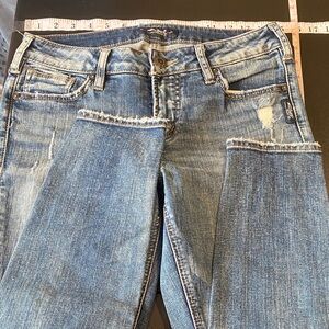 Silver AIKO Jeans Distressed Blue Ankle Skinny Jeans